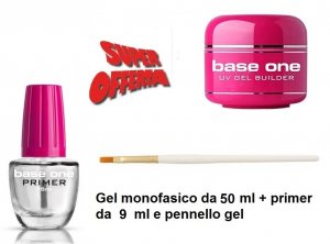 KIT GEL UNGHIE MONOFASICO MAXI PRIMER E PENNELLO GEL BASE ONE