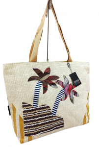 BORSA MARE SPIAGGIA COVERI WORLD cream